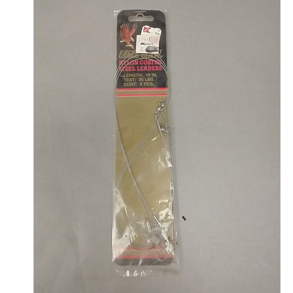 Eagle Claw Nylon Coated Steel Leaders 18in 20lb Test‎ Vintage 3 Pcs Pack N-4ST